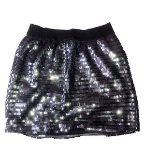 Dark silver sequin mini skirt